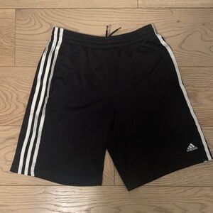 Adidas Men's Black Shorts with White Stripes
